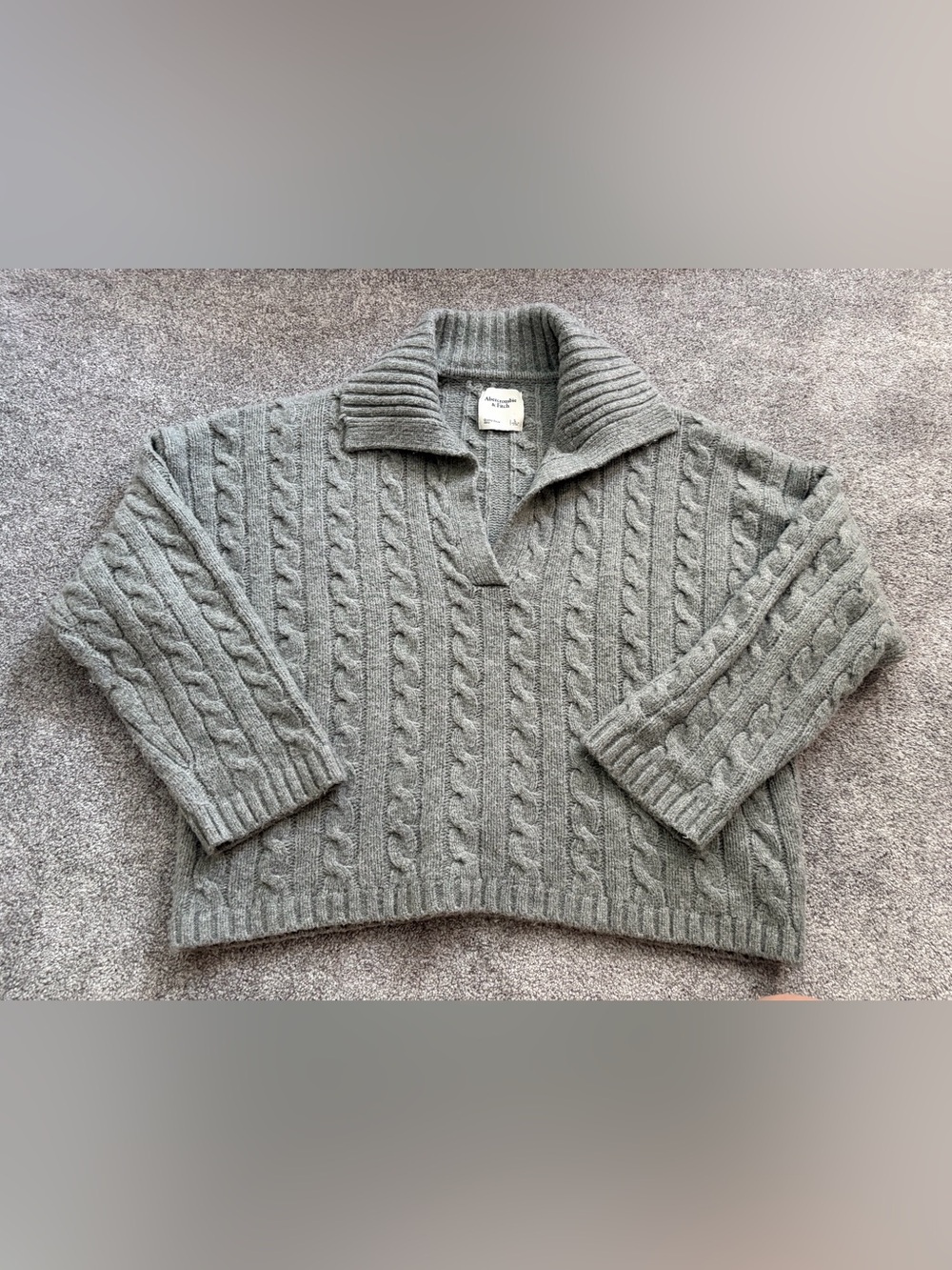 Abercrombie & Fitch Men's Gray Cable Knit Shawl Collar Sweater